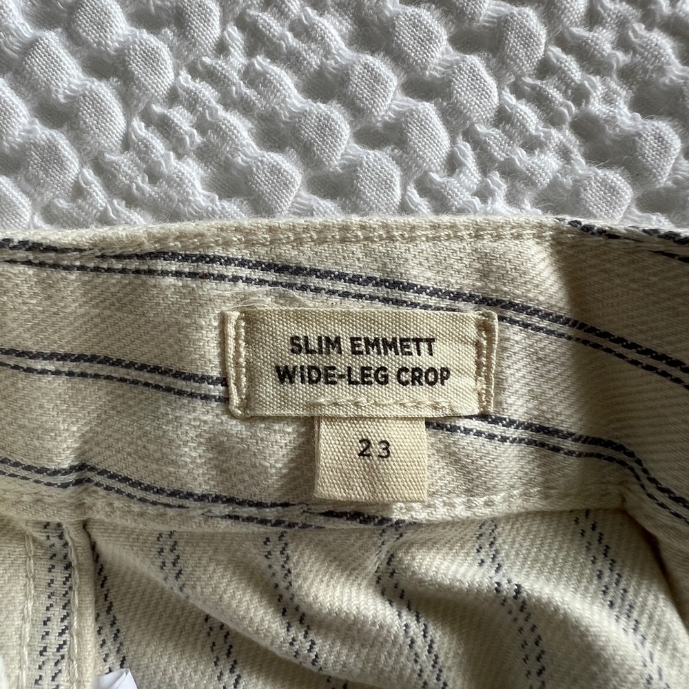 NWT Madewell Slim Emmett Wide-Leg Crop Pants Indigo Stripe: Button-Front Size 23 - Picture 8 of 10